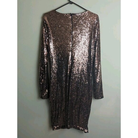 NWT Fashion Nova plus size 2x bronze sequin long sleeve sexy mini dress - Picture 8 of 13